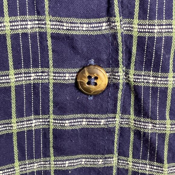 Patagonia Organic Cotton Women's Navy Blue Plaid Button Up Top Shirt sx XS - Picture 8 of 8